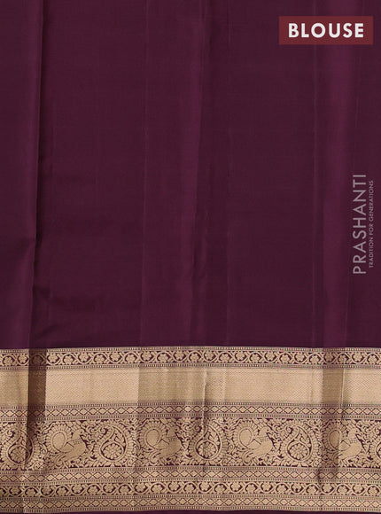 Kanchipuram silk saree rosy brown and wine shade with allover zari woven buttas and long zari woven border