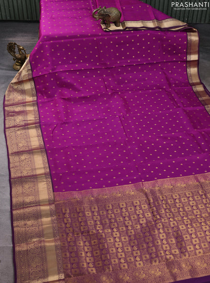 Kanchipuram silk saree purple and dark purple with allover zari woven buttas and long zari woven border