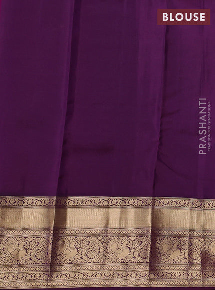 Kanchipuram silk saree purple and dark purple with allover zari woven buttas and long zari woven border