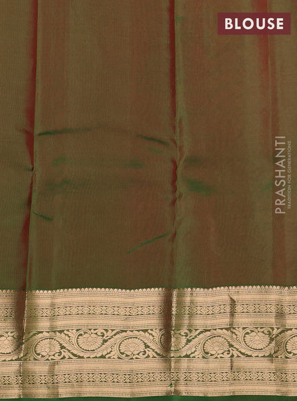 Kanchipuram silk saree red and green with allover zari woven buttas and zari woven border