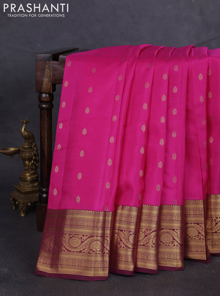 Kanchipuram silk saree candy pink and wine shade with allover zari woven buttas and zari woven border