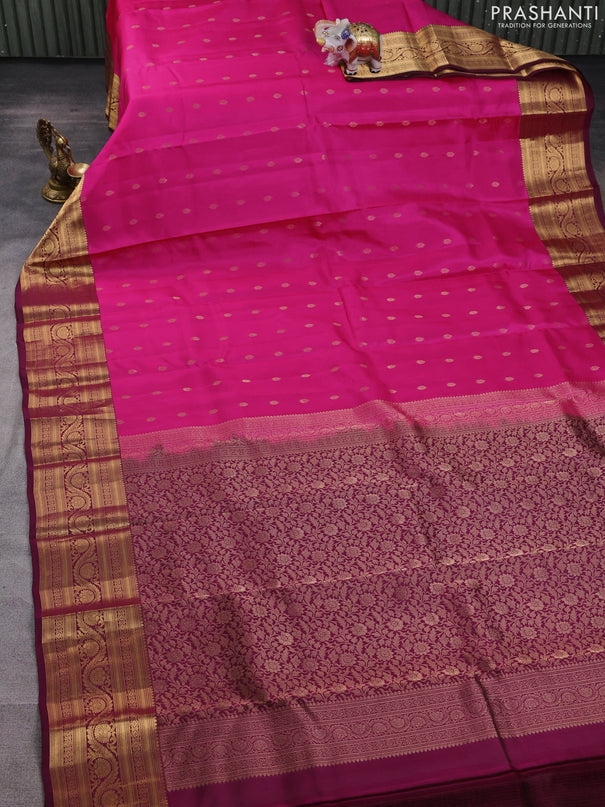 Kanchipuram silk saree candy pink and wine shade with allover zari woven buttas and zari woven border