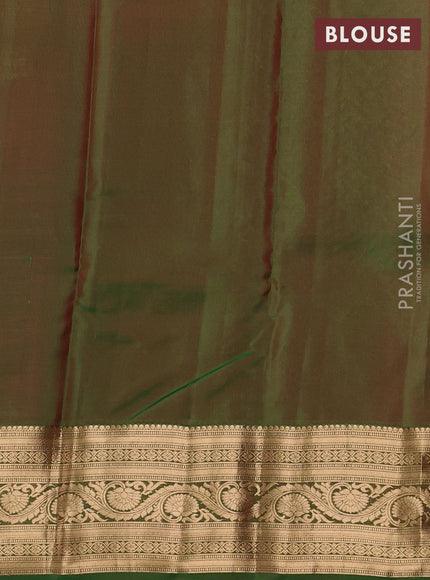 Kanchipuram silk saree pink and green with allover zari woven buttas and zari woven border