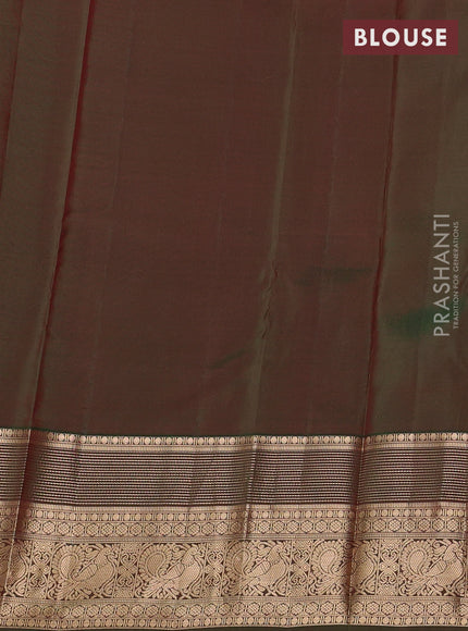 Kanchipuram silk saree red and light green with allover zari woven buttas and long zari woven border