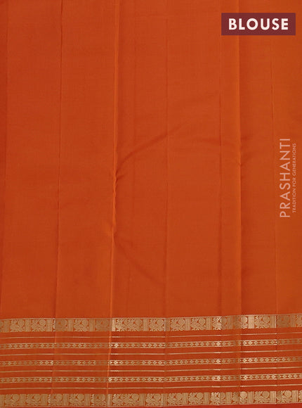 Kanchipuram silk saree yellow and orange with allover zari woven buttas and zari woven border