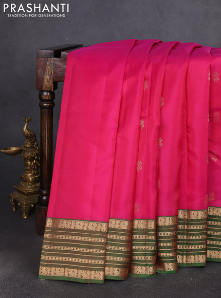Kanchipuram silk saree pink and green with allover zari woven buttas and zari woven border