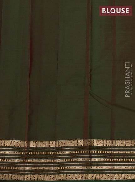 Kanchipuram silk saree red and green with allover zari woven buttas and zari woven border