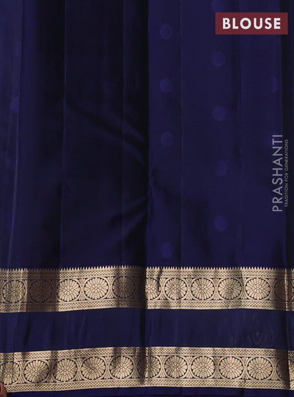 Kanchipuram silk saree grey and navy blue with allover zari woven buttas and rettapet zari woven border