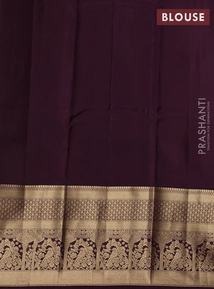 Kanchipuram silk saree dark mustard and coffee brown with allover zari woven buttas and long zari woven border