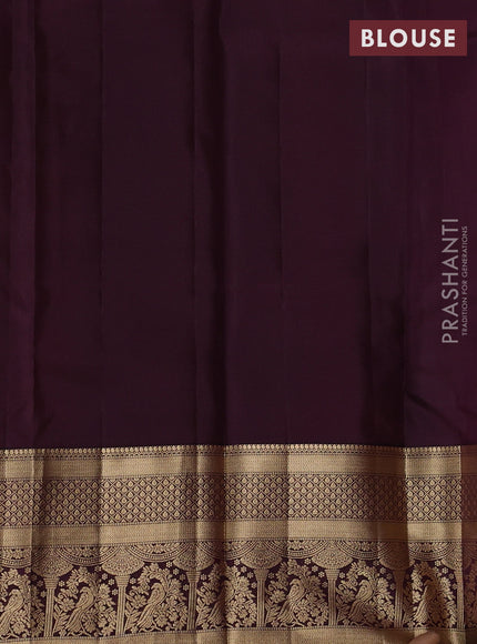 Kanchipuram silk saree rust shade and coffee brown with allover zari woven buttas and long zari woven border