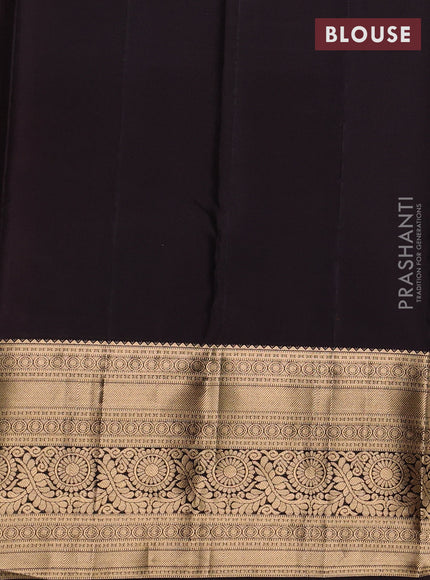 Kanchipuram silk saree rustic orange and coffee brown with allover zari woven buttas and long zari woven border