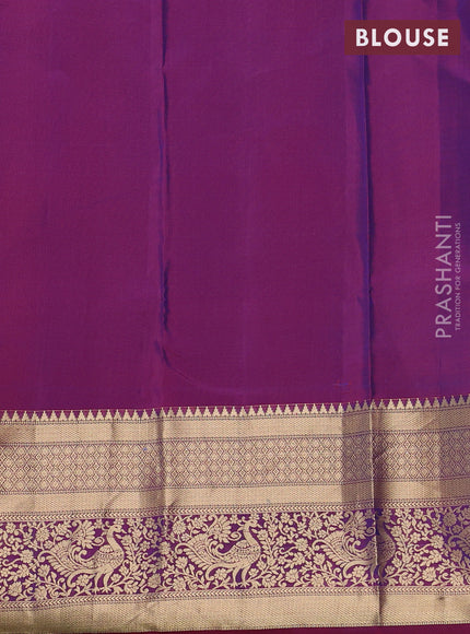 Kanchipuram silk saree navy blue and wine shade with allover paisley zari woven buttas and long zari woven border