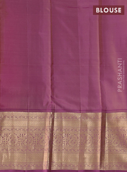Kanchipuram silk saree cream and dual shade of pink with allover zari checks & buttas and long zari woven border