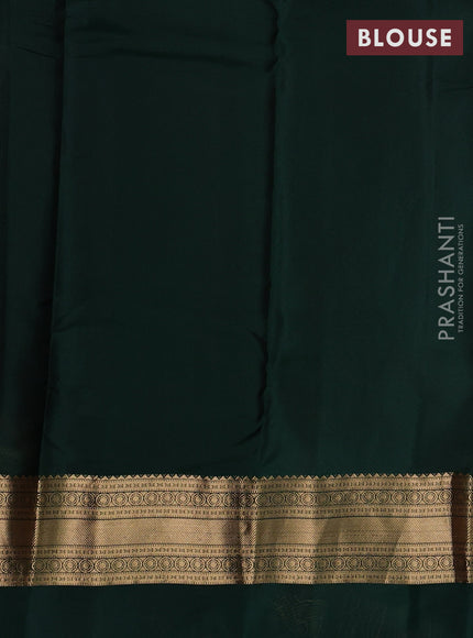 Kanchipuram silk saree deep maroon and bottle green with allover zari woven buttas and long rettapet zari woven border