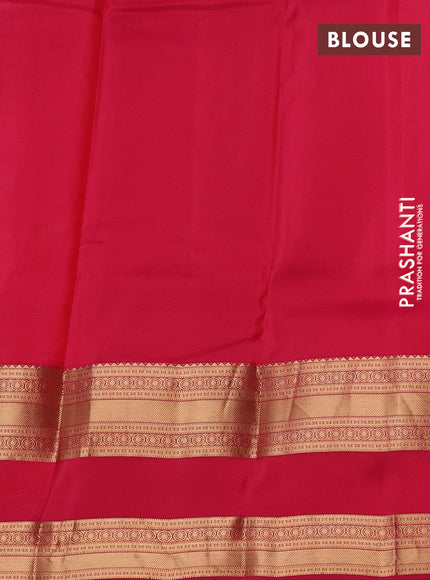 Kanchipuram silk saree orange and pink with allover zari woven buttas and long rettapet zari woven border