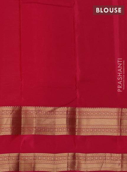 Kanchipuram silk saree sunset orange and pink with allover zari woven buttas and long rettapet zari woven border