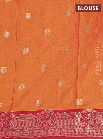 Semi raw silk saree dark mustard and maroon with allover prints & 1000 zari buttas and zari woven border