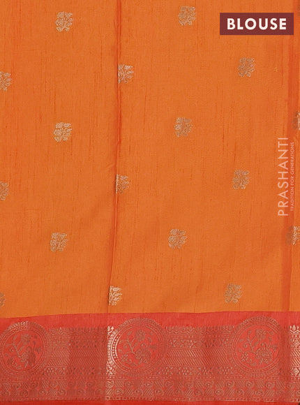 Semi raw silk saree dual shade of orange and red with allover butta prints & 1000 zari buttas and zari woven border