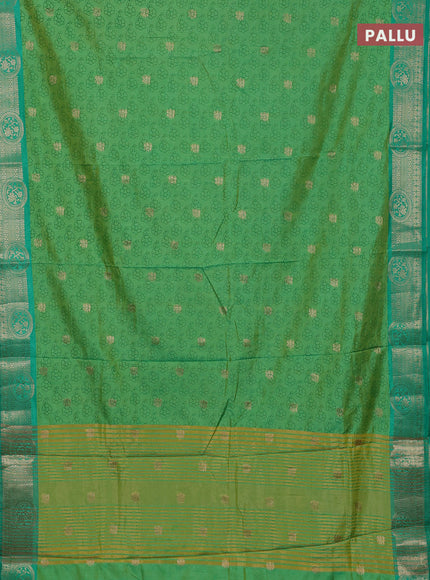 Semi raw silk saree dual shade of teal green and green with allover butta prints & 1000 zari buttas and zari woven border