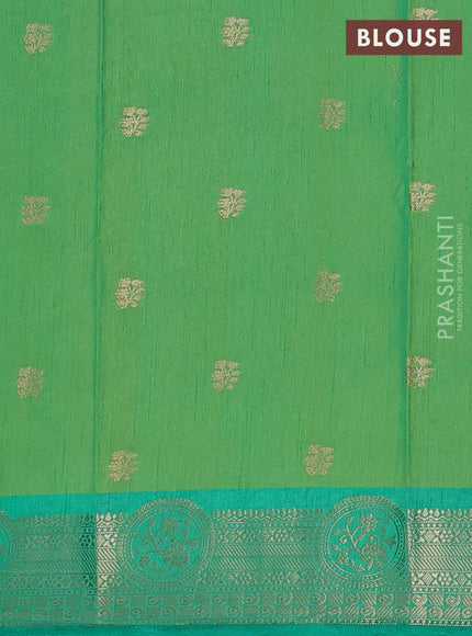 Semi raw silk saree dual shade of teal green and green with allover butta prints & 1000 zari buttas and zari woven border