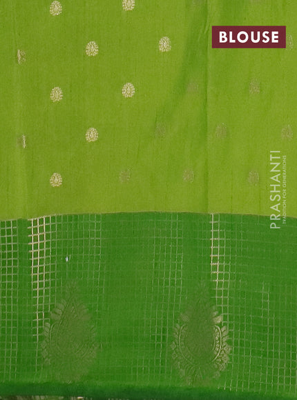 Semi raw silk saree light green and green with allover prints & 1000 zari buttas and zari woven border