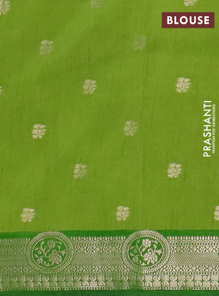 Semi raw silk saree light green and green with allover prints & 1000 zari buttas and zari woven border