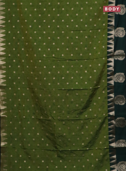 Semi raw silk saree mehendi green and bottle green with allover prints & 1000 zari buttas and zari woven paisley butta border