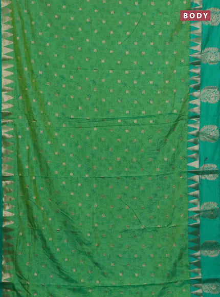 Semi raw silk saree dual shade of light green and teal green with allover prints & 1000 zari buttas and zari woven paisley butta border