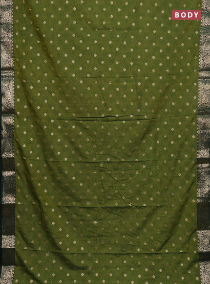 Semi raw silk saree green and dark green with butta prints & 1000 buttas and zari woven border