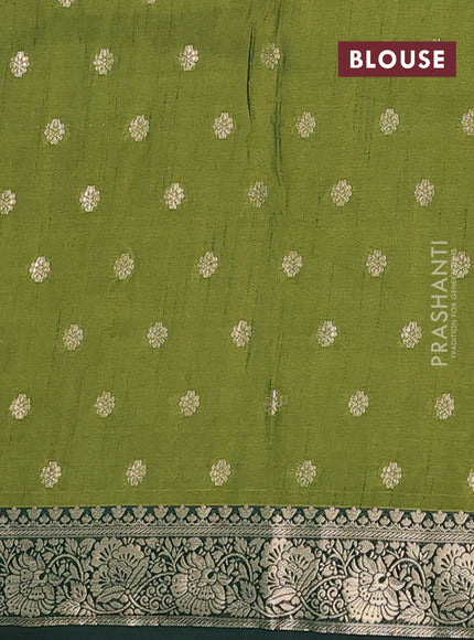 Semi raw silk saree green and dark green with butta prints & 1000 buttas and zari woven border