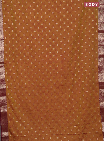 Semi raw silk saree mehendi green and maroon with butta prints & 1000 buttas and zari woven border