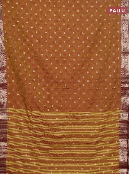 Semi raw silk saree mehendi green and maroon with butta prints & 1000 buttas and zari woven border