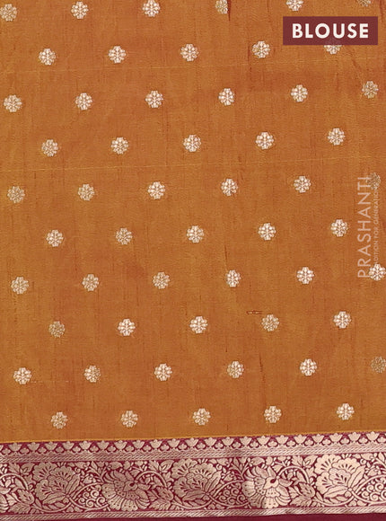 Semi raw silk saree mehendi green and maroon with butta prints & 1000 buttas and zari woven border