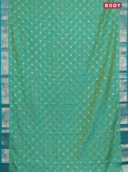 Semi raw silk saree teal green and teal blue with butta prints & 1000 buttas and zari woven border