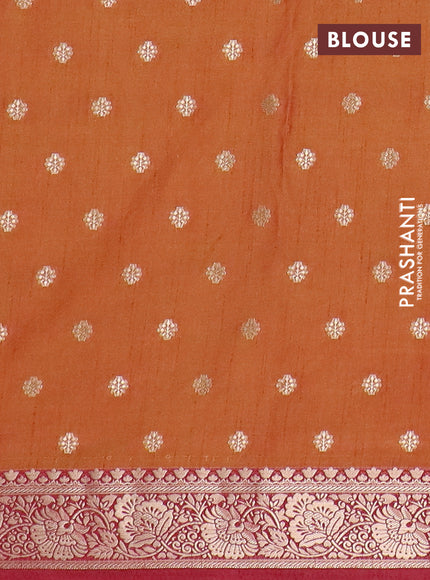 Semi raw silk saree dual shade of mustard and maroon with butta prints & 1000 buttas and zari woven border