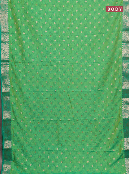 Semi raw silk saree light green and green with butta prints & 1000 buttas and zari woven border