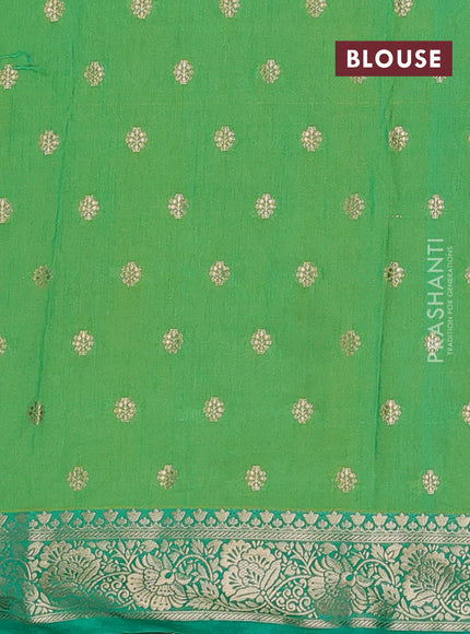 Semi raw silk saree light green and green with butta prints & 1000 buttas and zari woven border