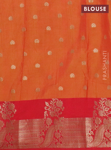 Semi raw silk saree dual shade of orange and red with allover floral butta prints & 1000 zari buttas and zari woven border