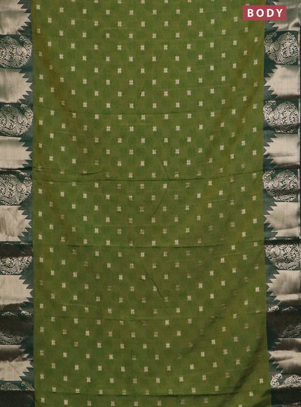 Semi raw silk saree mehendi green and bottle green with allover floral butta prints & 1000 zari buttas and zari woven border