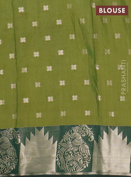 Semi raw silk saree mehendi green and bottle green with allover floral butta prints & 1000 zari buttas and zari woven border