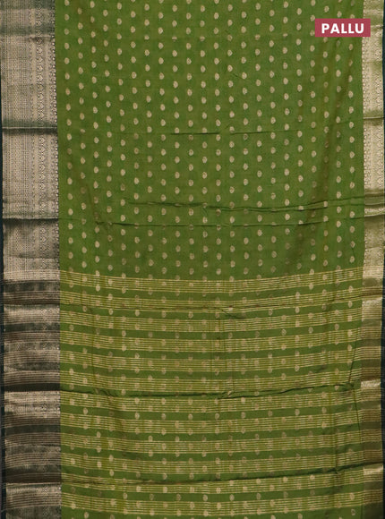 Semi raw silk saree mehendi green and bottle green with allover floral butta prints & 1000 zari buttas and zari woven border