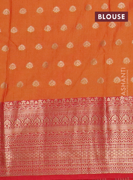 Semi raw silk saree dual shade of orange and red with allover floral butta prints & 1000 zari buttas and zari woven border