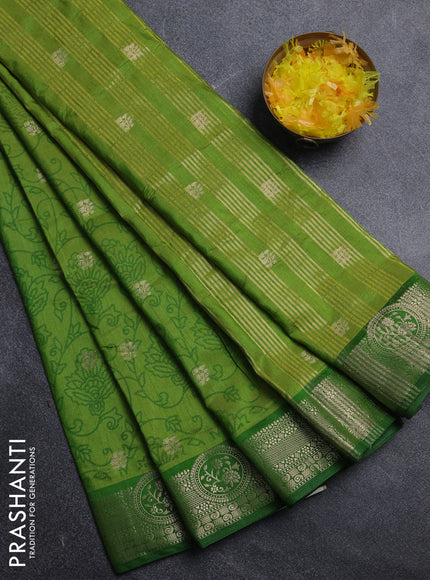 Semi raw silk saree dark mustard and maroon with allover kalamkari prints & 1000 zari buttas and zari woven border