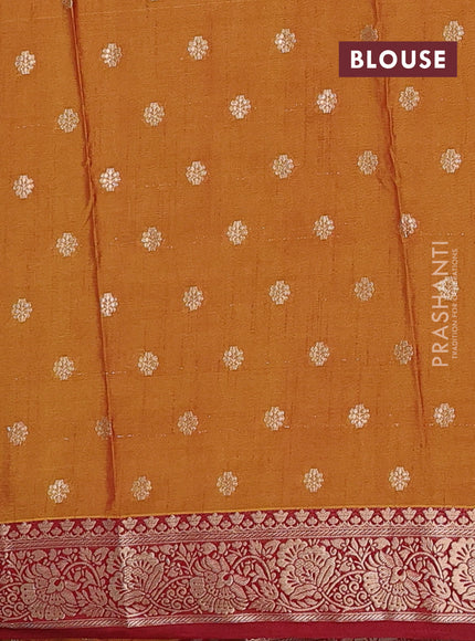 Semi raw silk saree dark mustard and maroon with allover kalamkari prints & 1000 zari buttas and zari woven border