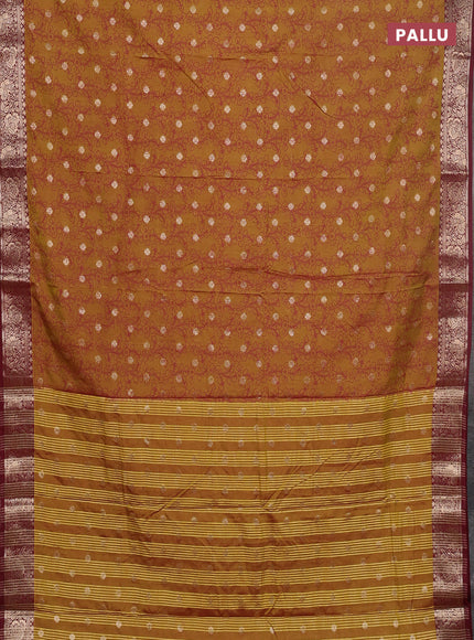 Semi raw silk saree mehendi green and wine shade with allover kalamkari prints & 1000 zari buttas and zari woven border