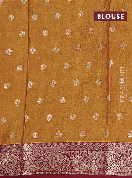 Semi raw silk saree mehendi green and wine shade with allover kalamkari prints & 1000 zari buttas and zari woven border