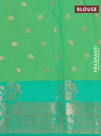 Semi raw silk saree light green and teal green with butta prints & 1000 buttas and zari woven border
