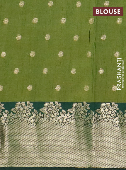 Semi raw silk saree mehendi green and bottle green with allover kalamkari prints & 1000 zari buttas and zari woven border