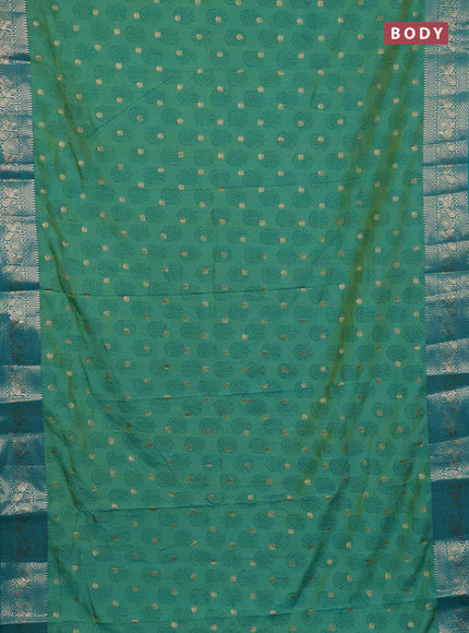 Semi raw silk saree dual shade of teal blue and teal blue with allover floral butta prints & 1000 zari buttas and zari woven border