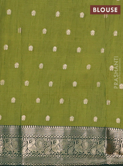 Semi raw silk saree mehendi green and bottle green with allover floral butta prints & 1000 zari buttas and zari woven border